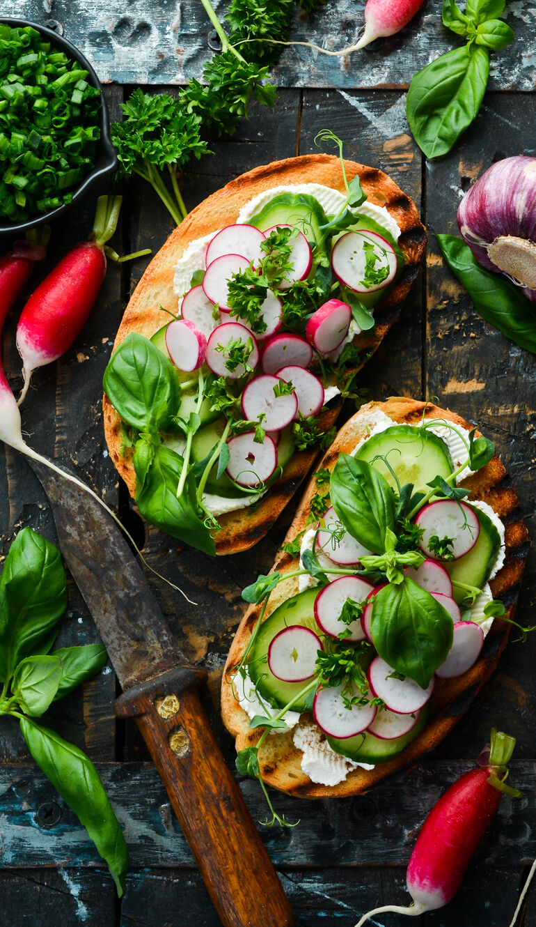 cuisine recette radis toast fromage légumes