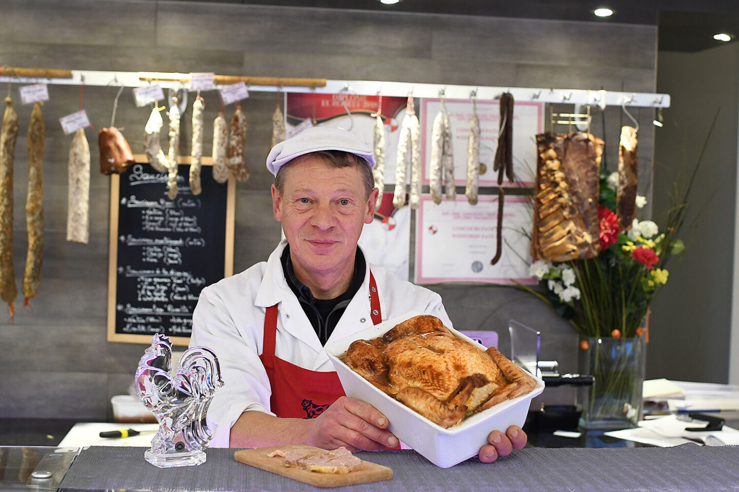 stéphane marchand gastronomie Coq de Cristal 2022 comptoir boucherie terrine de poulet bio boucherie bouch'bio